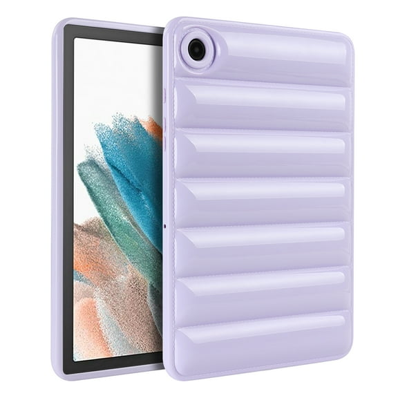 Allytechgroup Protective Case for Samsung Galaxy Tab A8 10.5" SM-X200 X205, Shockproof Puffy Bumper Cover with Soft Flexible Back, Lightweight Stand Case for Women & Kids,Lightpurple