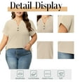 thumbnail image 5 of Cuteduck Womens Plus Size Short Sleeve Henley V-Neck Button Top Lace Textured Blouse 1X-5X, 5 of 9