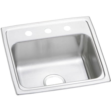 Elkay Gourmet Pacemaker Single Bowl Top Mount Sink with 3 Faucet Holes PSR19183 L: 19 W: 18 H: 7-1/8 Stainless Steel