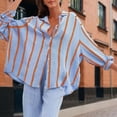 thumbnail image 2 of MORTTIC Women's Striped Button-Up Shirt – Drop Shoulder Long Sleeve, Loose Fit Casual Top, 2 of 6