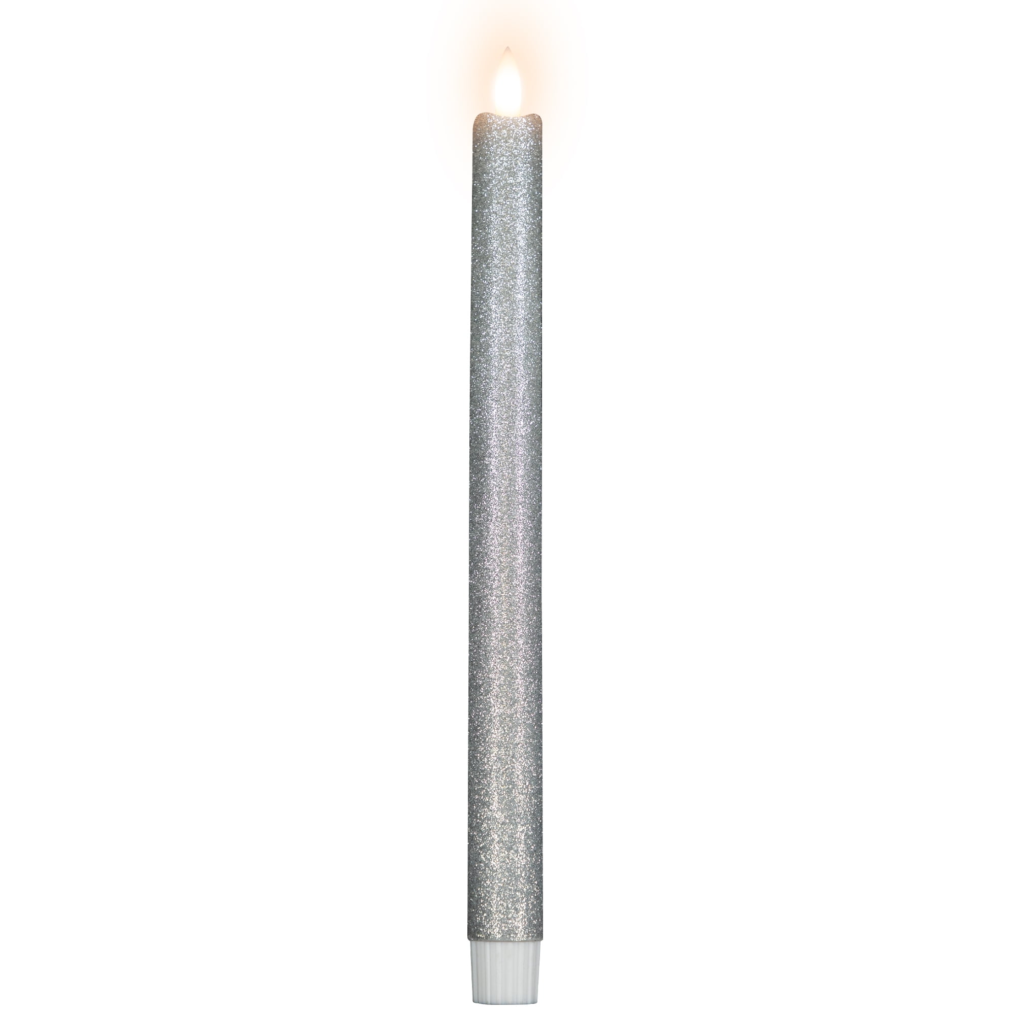 Northlight LED Flameless Flickering Taper Glittered Christmas Candles - 11" - Silver - Set 2