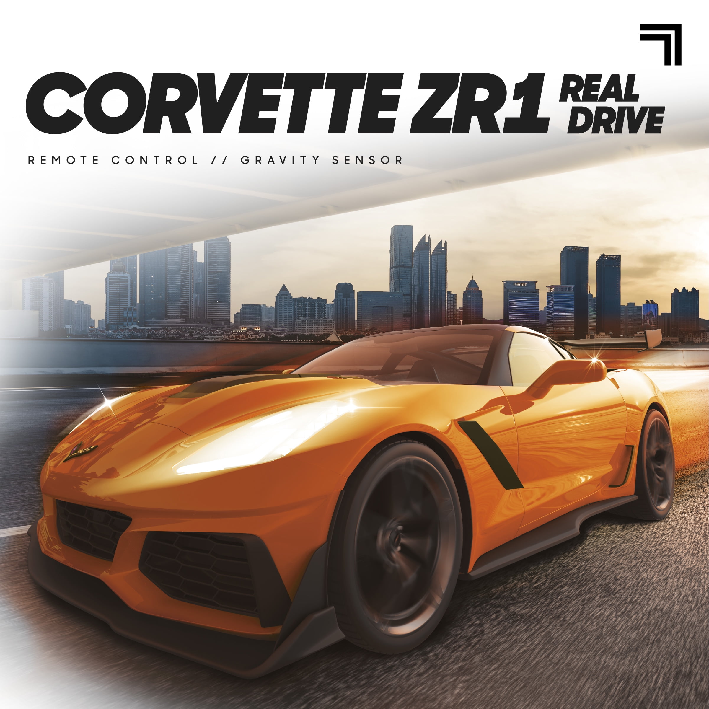 Sharper Image® RC Chevrolet Corvette ZR1, 2.4 GHZ Remote Control Sports Car with Gravity Sensor Steering, 1:16 Scale Model with LED Lights