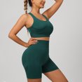thumbnail image 5 of RFQWOVSR Women 2 Piece Cross Back Workout Set High Support Sports Bra with High Waist Peach Hip Shorts Yoga Outfit M, 5 of 6