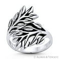 thumbnail image 1 of Branch & Leaf Design Green Thumb Garden Lover Charm Wide Bypass Statement Ring in Oxidized .925 Sterling Silver, 1 of 1