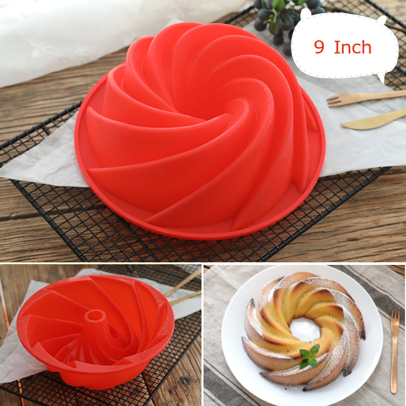 1-10Pcs Silicone Spiral Cake Mold Swirl Ring Cupcake Mould Rose Kitchen Bakeware 