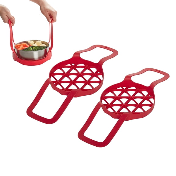 Instant Pot Official Silicone Bakeware Sling Set of 2 - Heat-Resistant, BPA-Free, Nonstick, Compatible with 6-Quart & 8-Quart Cookers - Ideal for Lifting, Roasting & Healthier Cooking (Red)
