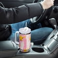 thumbnail image 4 of Yayeee 40oz Stainless Steel Tumbler with Straw and Handle Double-Wall Insulated Travel Water Bottle, Flat Yellow Stars, 4 of 8