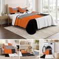 thumbnail image 6 of Twin Quilt Set 68''x86'', Burnt Orange Black Grey Lightweight Bedspread Coverlet Set with 2 Pillow Shams, Modern Irregular Geometric Abstract Breathable All Season Quilt Bedding for Dorm/Bedroom, 6 of 9