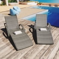 thumbnail image 4 of Harper & Bright Designs PE Rattan Adjustable Backrest Chaise Lounge Set 2 with Side Table, Outdoor Pool Recliner Patio Chairs Lounge Chair Set 2 for Outside Beach Poolside Sunbathing, Grey, 4 of 17