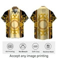 thumbnail image 7 of Rebaike Men's Luxury Baroque Print Shirt Gold Pattern Button Down Short Sleeve Shirt Designer-Inspired Party Top, 7 of 7