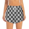 thumbnail image 2 of Picia Checkerboard With Snowflake 1 Pattern Women's 2 in 1 Athletic Running Shorts High Waisted Workout Casual Gym Sweat Shorts with Comfy Liner Zipper Pockets-XX-Large, 2 of 9
