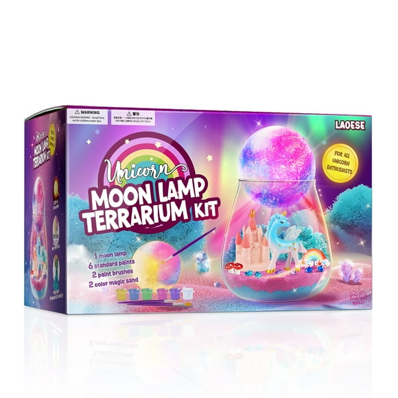 Unicorn Terrarium Gifts for Kids - Light Up Terrarium Crafts Kit with DIY Moon Lamp-Arts and Crafts Birthday Christmas Gift for Girls Ages 4 5 6 7 8-12 Year Old