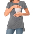 thumbnail image 1 of Vêtements de Grossesse Offres de l'Action de Grâce Liquidation Été Vêtements de Maternité pour Femmes Col Rond Manches Courtes Volants Pli Hauts de Grossesse, 1 of 4