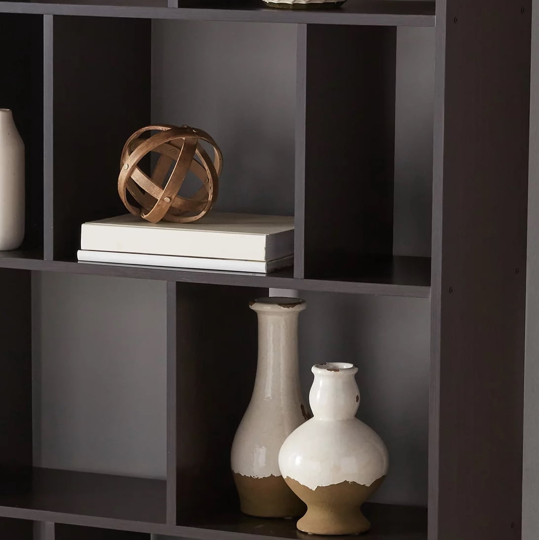 Mainstays 12-Cube Square Shelf Bookcase, Espresso