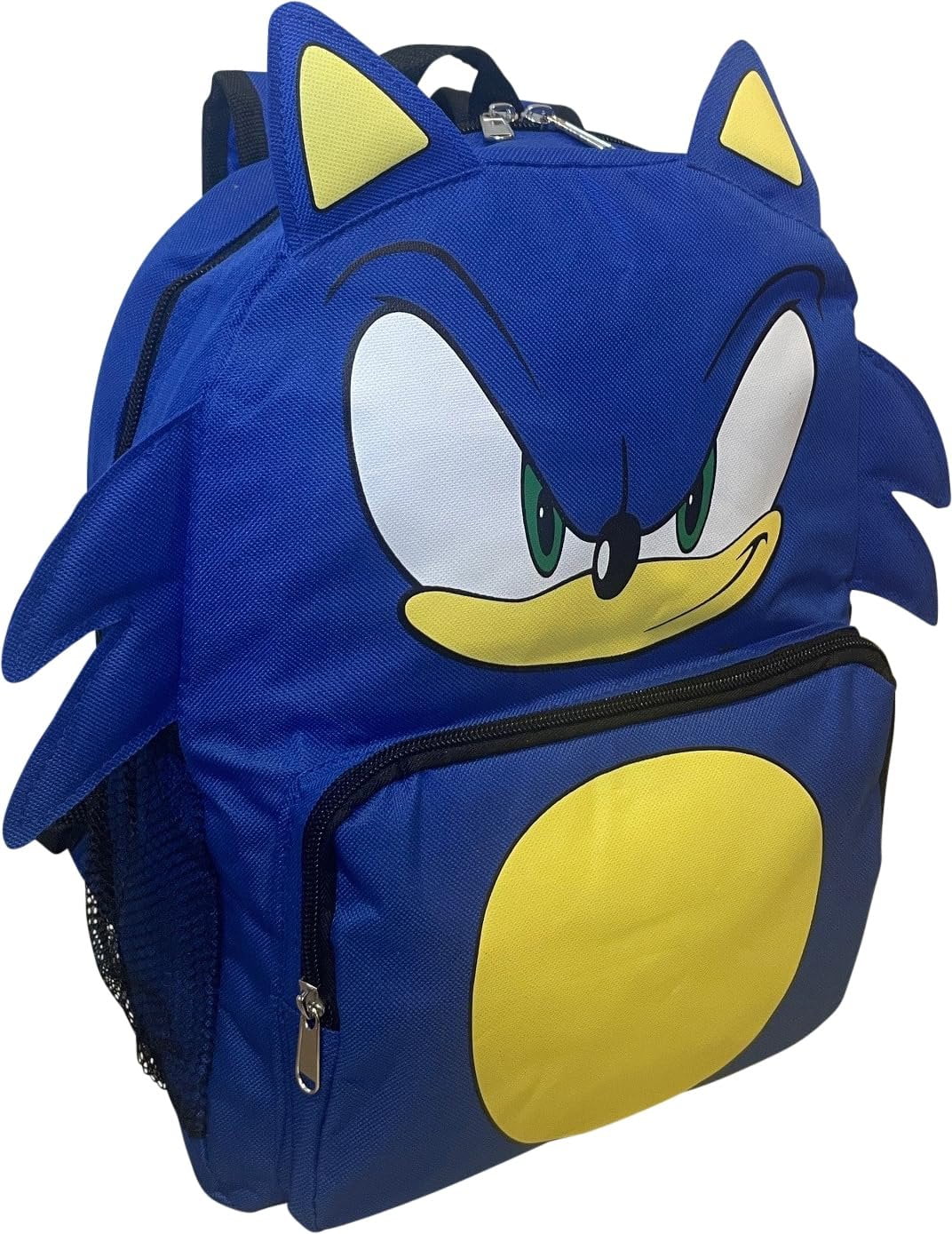 Ruz Sonic The Hedgehog Big Face School Backpack With 3D Ears And Quills Sonic 14"