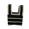 thumbnail image 2 of Bolso de mano a rayas perfecl para mujer tejido poliéster 20cm x 35cm negro, 2 of 8