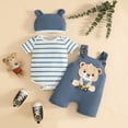 thumbnail image 2 of Xudanell First Birthday Outfit Boy Boy Cute Dog Cartoon Short Sleeve Three Piece Romper Pants and Hat Set for Kids Sky Blue 0-3 Months, 2 of 4
