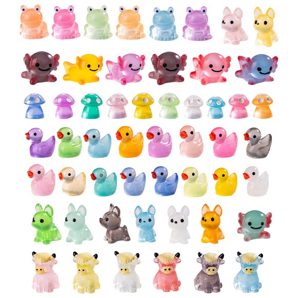 Figuras mini de animales de resina jrootouh, 52 piezas, decoración pequeña