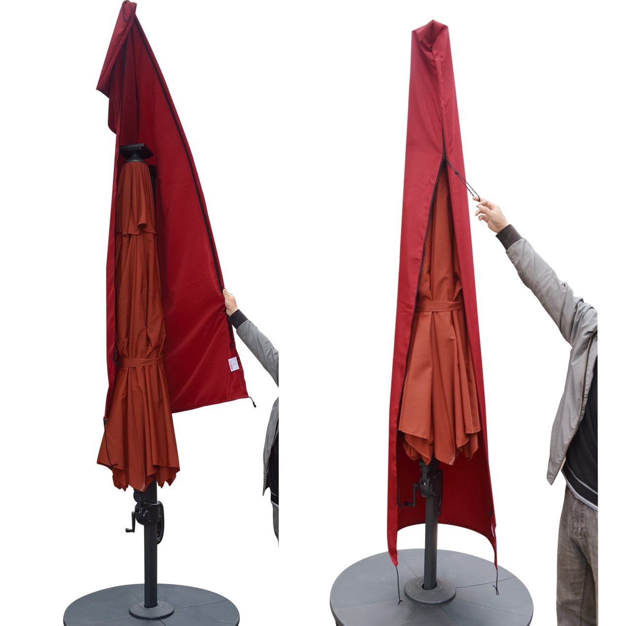 Sunrise 95" L x 24" / 20" W Roma Umbrella Protective Cover, Outdoor Patio Cantilevered, Hanging Umbrella Protective Cover, Burgundy