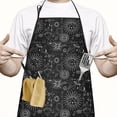 thumbnail image 2 of Black Gothic Sun Planet Pattern Apron-Garden Aprons for Women with Pockets-Cotton Linen Waterproof Kitchen Cooking Gardening Aprons Adjustable for Kitchen,Cooking,BBQ and Salon 33x27 Inch, 2 of 7
