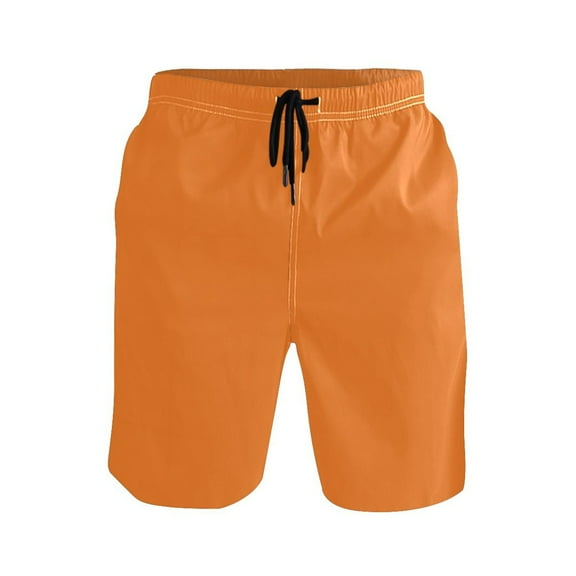 joogoo Men's Swim Trunks Orange Color Beach Shorts with Pockets M