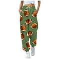 thumbnail image 2 of WXLWZYWL Game Day Pants for Women Drawstring Rugbyin Print Fleece Joggers High Waist Wide Leg Cinch Bottom Athletic Trendy Pants, 2 of 4