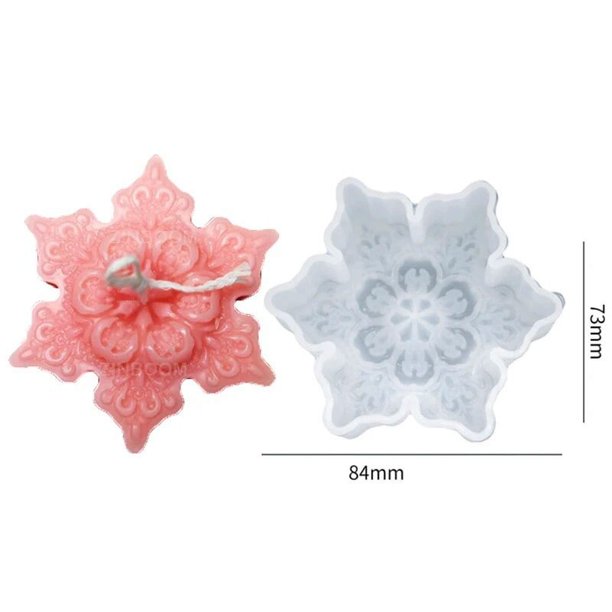 Molde de vela epoxi de jabón hecho a mano con copos de nieve de Navidad, molde para hornear Mousse de Fondant de calidad alimentaria, moldes hexagonales de silicona para aromaterapia