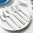 thumbnail image 4 of E-far 60-Piece Silverware Set, Stainless Steel Flatware Set Service for 12, Tableware Cutlery Set for Home Restaurant Party, Dinner Forks/Spoons/Knives, Square Edge &amp; Mir, 4 of 7