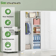 thumbnail image 2 of SOLAURA 2-Door Metal Freestanding Wardrobe Cabinet,71" H x 32" W x 16" D,White, 2 of 7