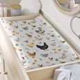 thumbnail image 3 of Springtime Hens Rooster Duck Changing Pad Cover for Baby Girl Boy Farm Animals Chicken Ducks Eggs Leaves Diaper Change Table Sheets Soft Stretchy Fitted Changing Pad Mat Sheets 32"x16", 3 of 6