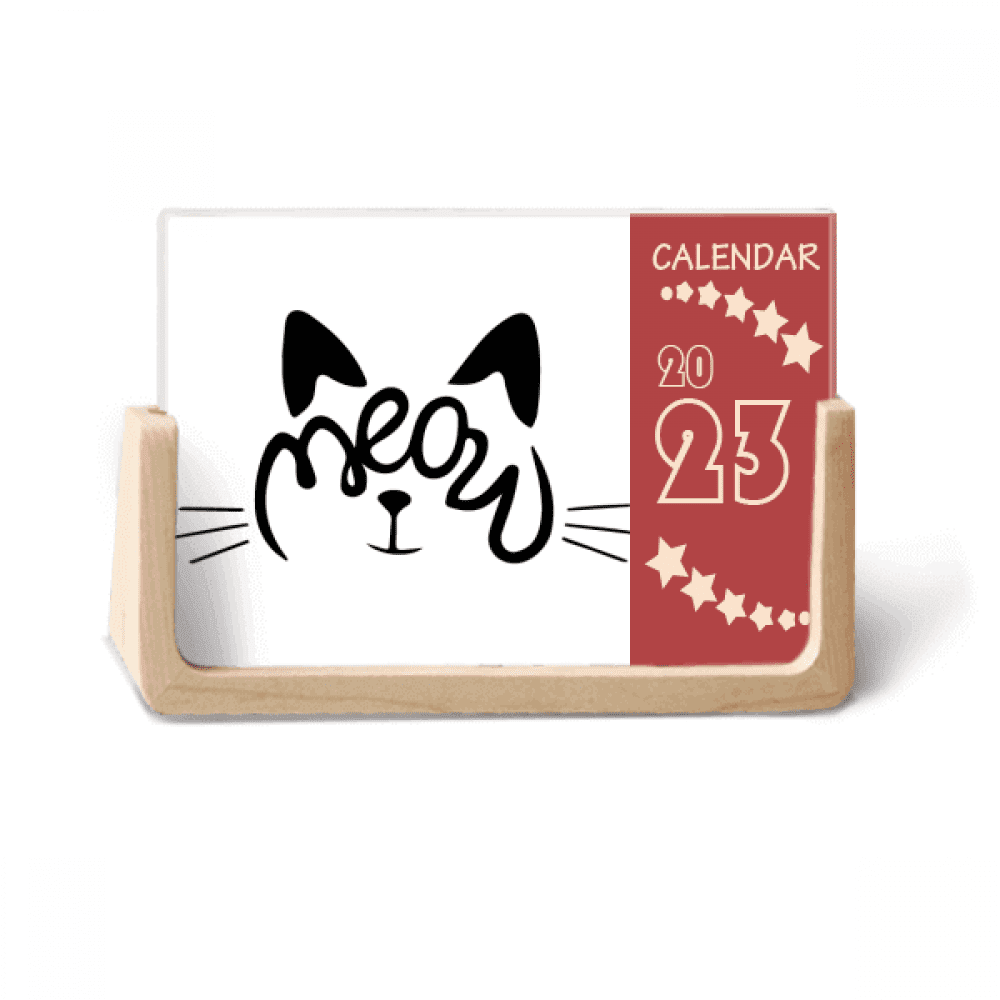 Cat Mewing Quote Animal Cartoon Desk Calendar Desktop Decoration 2023