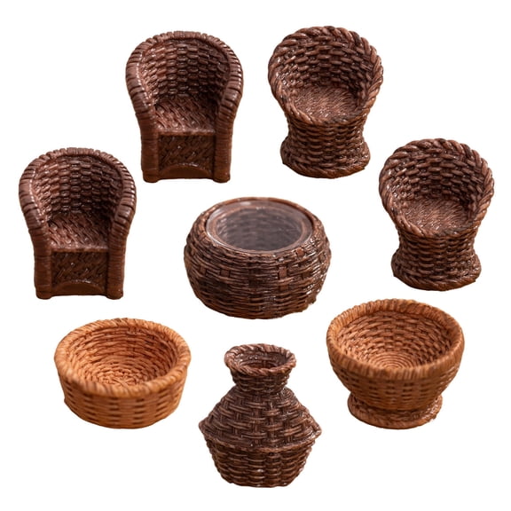 BESTSKY 8Pcs Dollhouse Furniture,Smooth Surface Dollhouse Accessories,Comfortable Touch Doll House Furniture