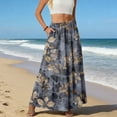 thumbnail image 5 of LWavelet Women's Vintage Floral Print Tiered Maxi Skirt, Elastic Waist with Pockets, Boho Spring & Easter Long Skirt Dark Gray 2XL, 5 of 6