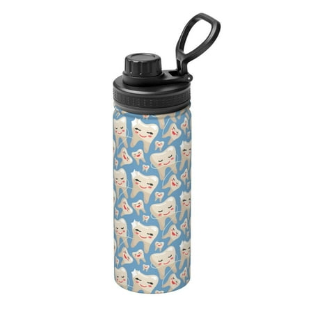 

Ocsxa Funny Cute Healthy Teeth Print 18oz Stainless Steel Water Bottle Unisex Water Bottle Insulated Sports Water Cup Flask for Cold Water Drinks/Sports/Travel/Car/School