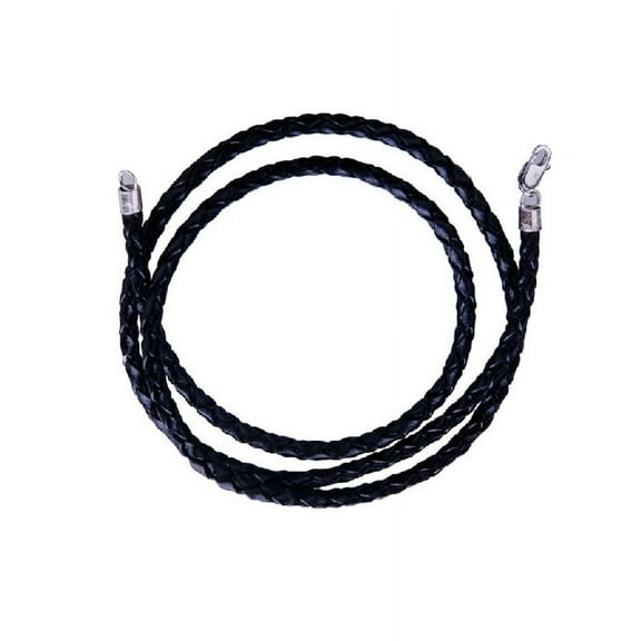 iJewelry2 Black Braided Rope Leather Chain Necklace with Sterling Silver Clasp