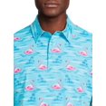 thumbnail image 4 of Birdie Bound Men's and Big Men's Graphic Flamingo Print Golf Polo Shirt, Sizes S-3XL, 4 of 6