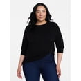 thumbnail image 2 of Time and Tru Women's Crewneck Sweater with Long Sleeves, Lightweight, Sizes XS-XXXL, 2 of 6