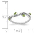 thumbnail image 3 of Solid 14k White Gold Diamond and Peridot Green August Gemstone Engagement Ring Size 9 (.21 cttw.), 3 of 4