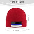 thumbnail image 4 of Police Thin Blue Line Flag Beanie Hat Knit Hat Skull Cap for Men Women Winter Hat Red, 4 of 4