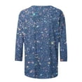 thumbnail image 4 of Tops for Women 3/4 Sleeve Printed Button T-shirt Casual Loose Top,Womens Tops Plus Size Blue XXXL, 4 of 5