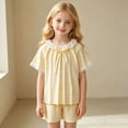 thumbnail image 2 of REDARER Girls Comfy Sleepwear Set, Gingham Pajama Top & Pants with Lace , Soft 2-Piece Summer Outfit,15-16 Years, 2 of 5