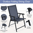 thumbnail image 4 of Renwick Outdoor Texteline Folding Dining Chairs with Backrest, Set of 2, Navy Blue, 4 of 8