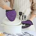 thumbnail image 2 of Purple Glitter Oven Mitts Heat Resistant - Soft Lining Silicone Mini Oven Mitts with HangingLoop, Kitchen Oven Gloves Heat Resistant 500℉ for Cooking Baking Microwave, 2 of 7