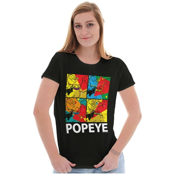 Popeye the Sailor Man Spinach Squares Women's T Shirt Ladies Tee Brisco Brands S