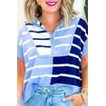 thumbnail image 2 of Women's Sky Blue Stripe Colorblock Quarter Zip Collar Sweater Vest - Stylish & Breathable - [ZhiHiMeRi] | (US 4-6)S, 2 of 7