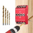 thumbnail image 1 of Angled Drilling Jig 30 45 90 Degree Aluminum Alloy Drill Guide Portable High Precision Angle Straight Hole Drilling Template Block with 4 Drilling Bit for Railing Deck Stair Handrail, 1 of 10