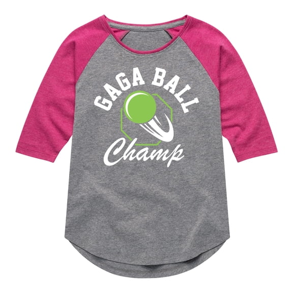 Instant Message - Gaga Ball Champ - Toddler & Youth Girls Raglan Graphic T-Shirt