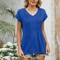 thumbnail image 4 of Cavosen Womens Tops Casual Short Sleeve Summer Dolman Sleeve Dressy Tees Pullover Tunic V Neck Loose Blouse Solid Fashion Shirts Beach Resort Comfy Vacation T Shirts Blue 2XL, 4 of 8