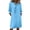 Light Blue, variant on ChaoHeng Womens Dresses Solid V Neck Long Sleeve Knee High Casual Summer for Red S