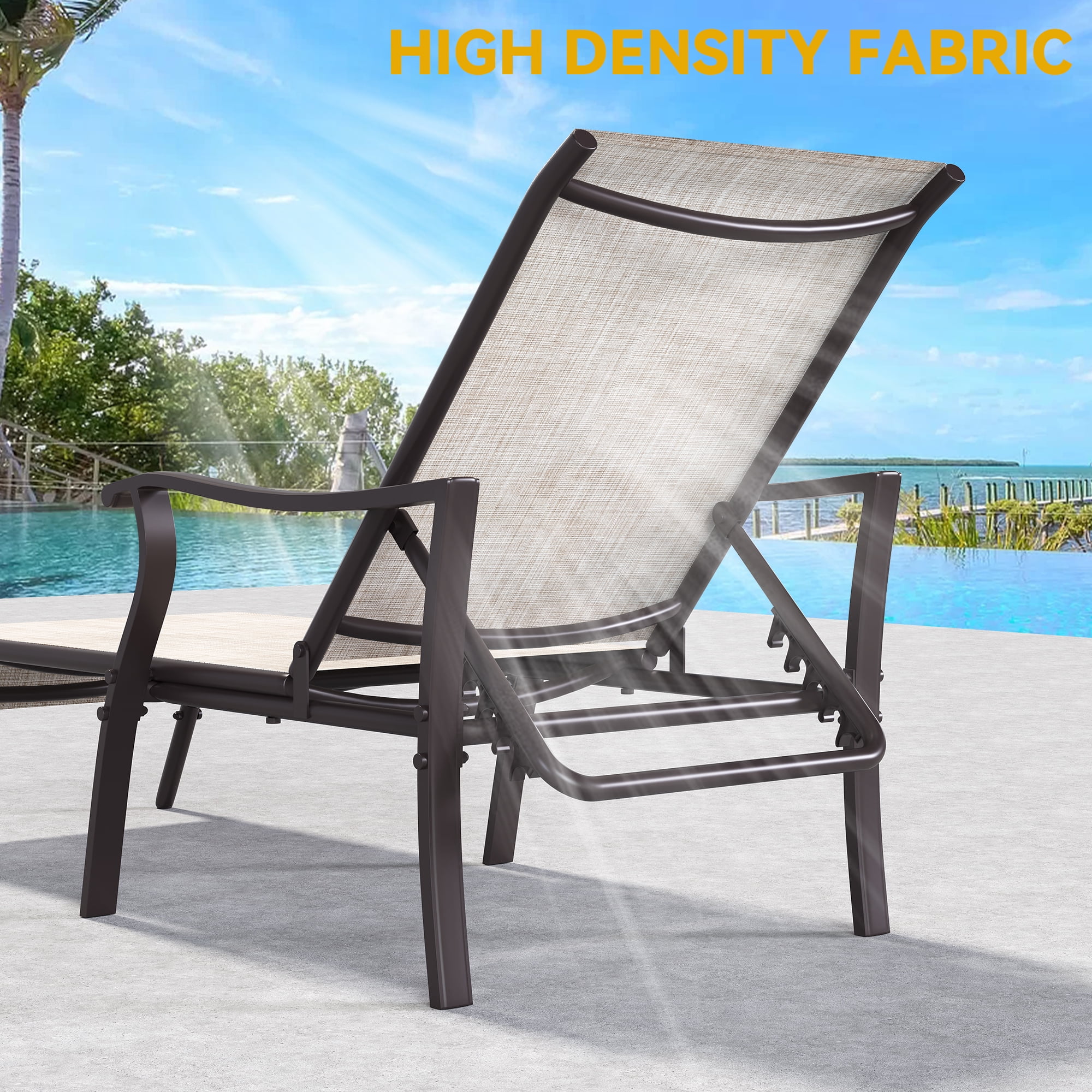 Uforic 2 Pcs Outdoor Chaise Lounge Chair, Aluminum Patio Lounge Chair with 5 Adjustable Positions